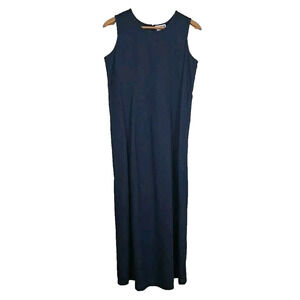 VTG Marisol Sleeveless Midi Dress Womens Medium M Blue 100% Cotton Denim Panels